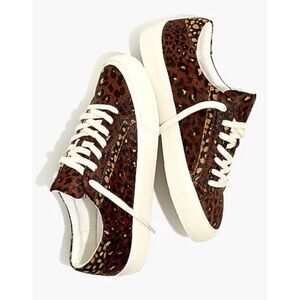 Sidewalk Low-Top Sneakers in Painted Leopard Colorblock Calf Hair Size 7